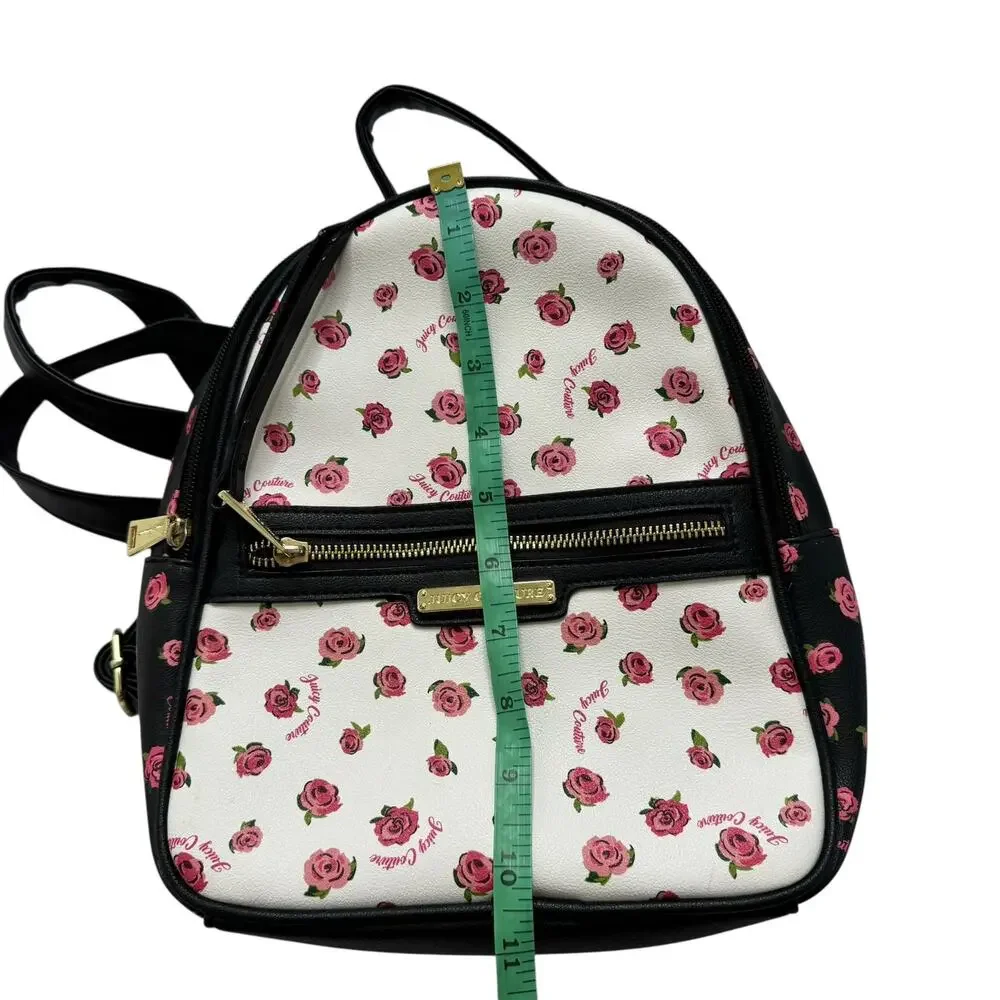 JUICY COUTURE Mini Backpack Pink Roses Black White Gold Zipper Y2K - Picture 9 of 9